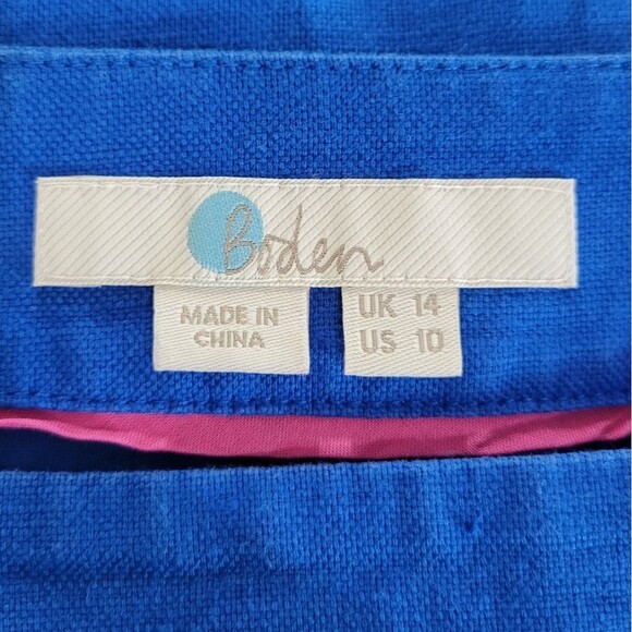 Boden Anville Linen Blend Embroidered Wrap Skirt in Bold Blue Size 10 - Picture 8 of 10